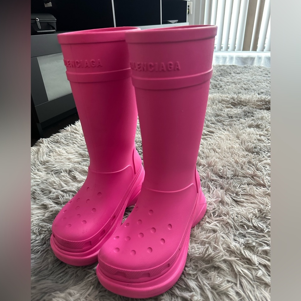 Pink Balenciaga Croc Boots